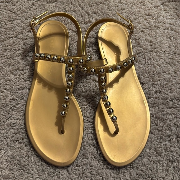 Stuart Weitzman Gold Jelly Thong Sandals - Picture 5 of 8